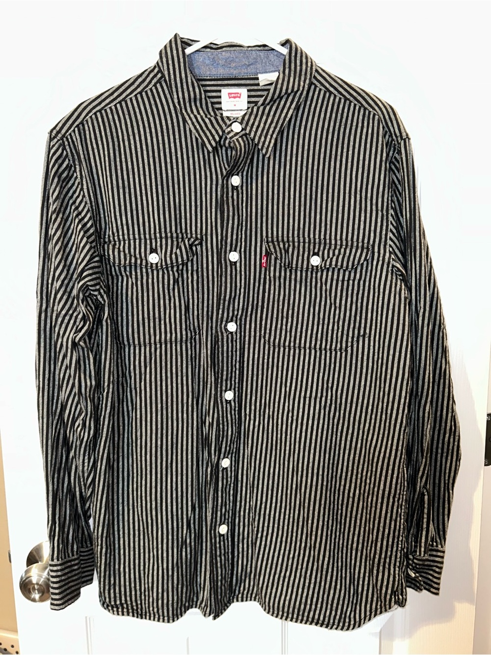 Levi's Black and White Vertical Stripe Button-Down Shirt